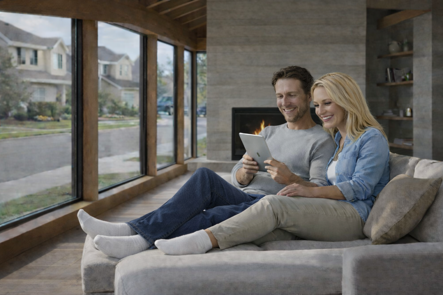 SmartPick AI technology scanning a Cincinnati home roof with satellite wireframe overlay on a laptop screen